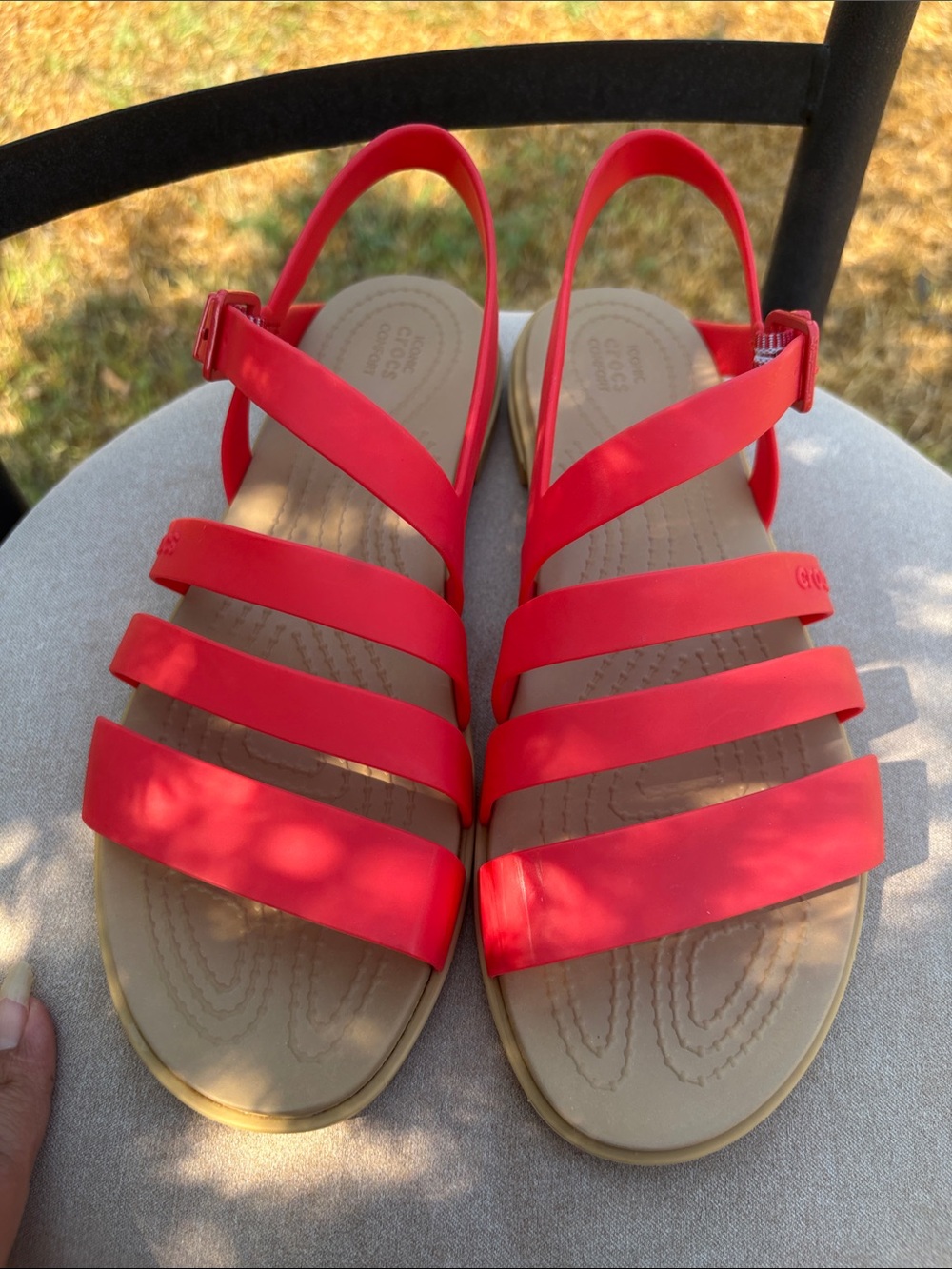 CROCS Women’s Bright coral  Multi-Strap Slingback Sandals